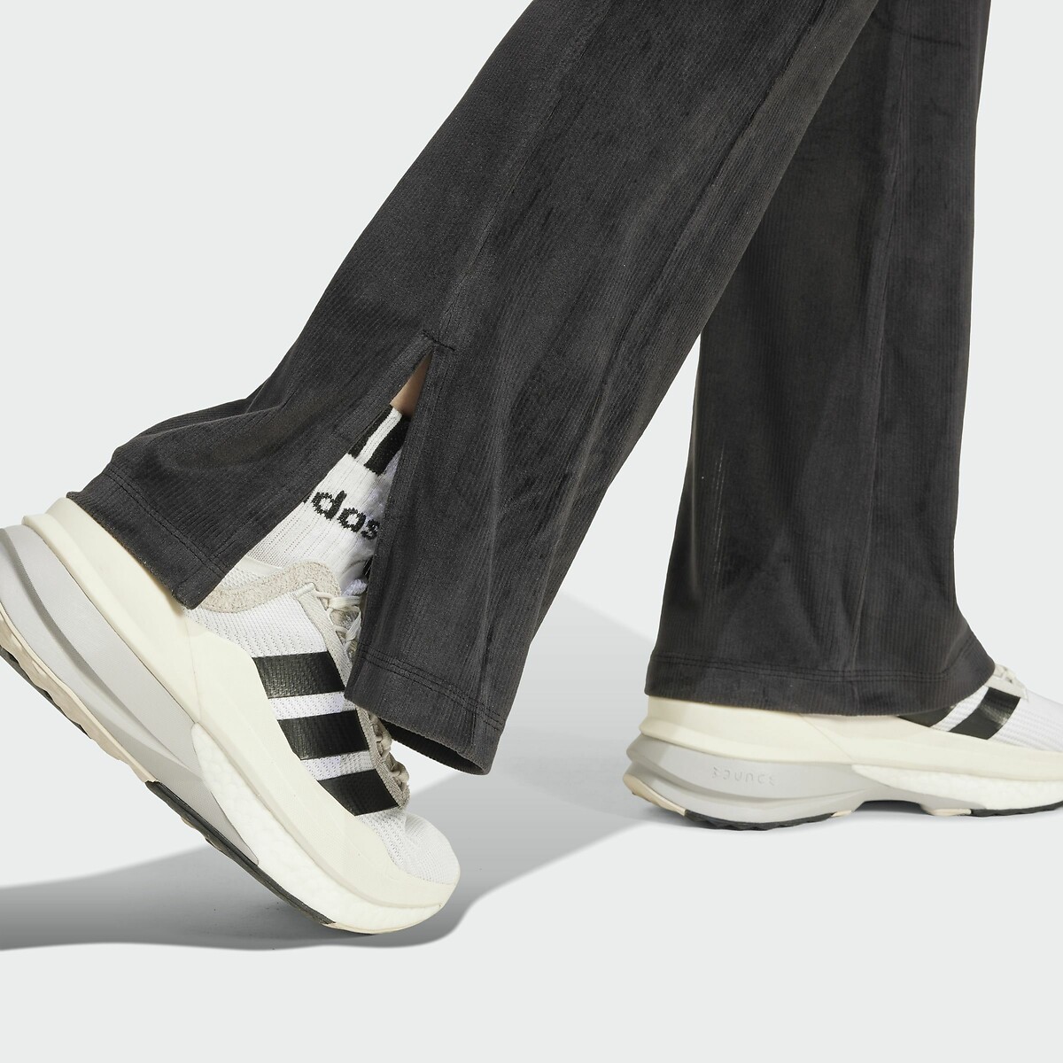 Tiro Cut 3 Stripes Flared Leggings in Velour black, ADIDAS SPORTSWEAR