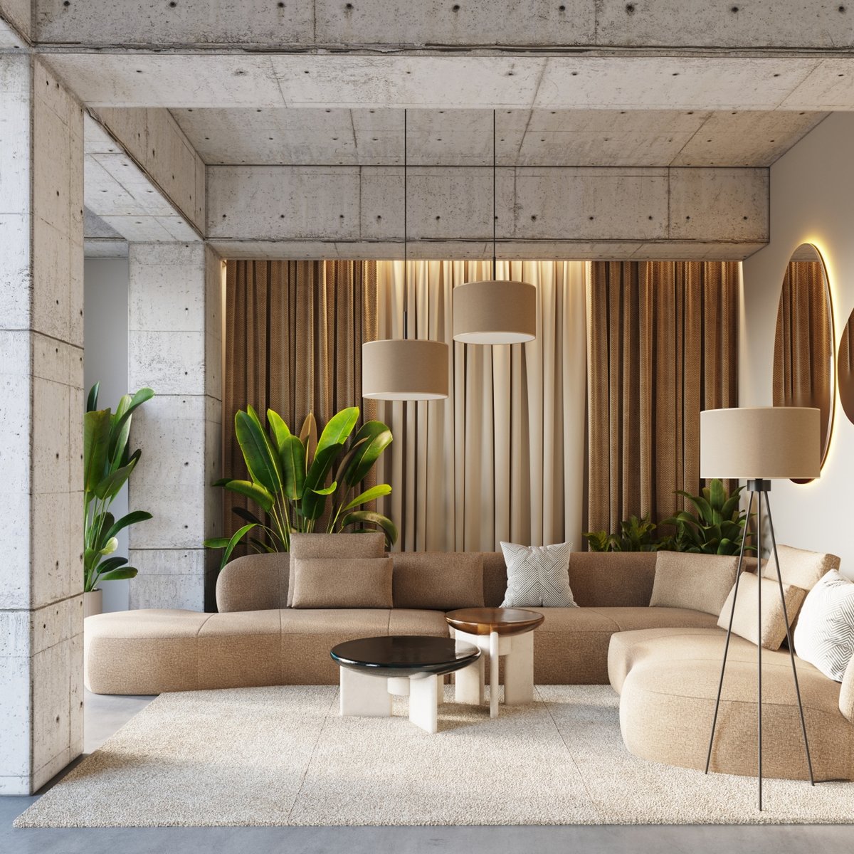Lampadaire Tissu Taupe E27 1 Nevia taupe, EDEN