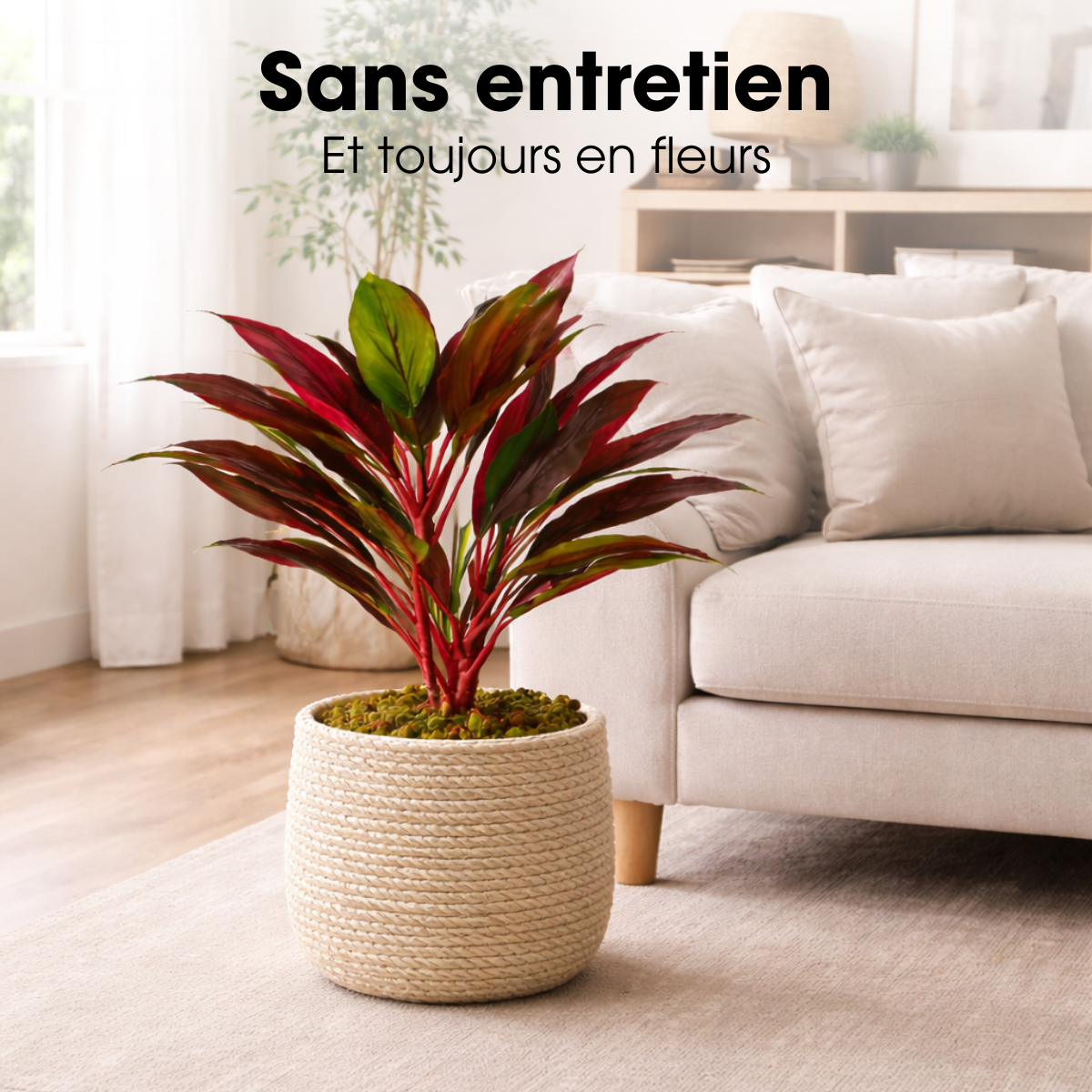 Plante artificielle CORDYLINE rouge, MICA DECORATIONS
