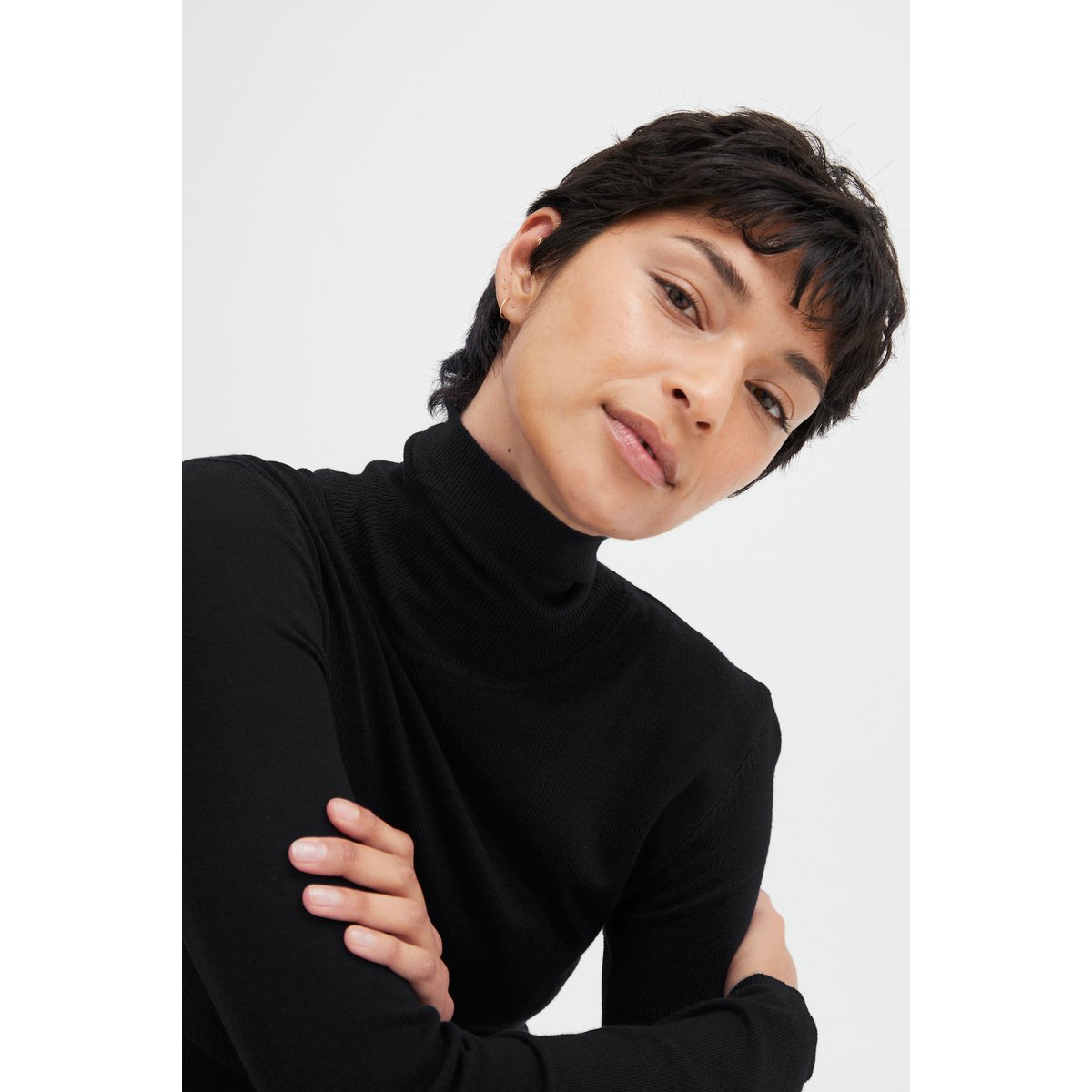 Pull en maille manches longues noir black, ICHI