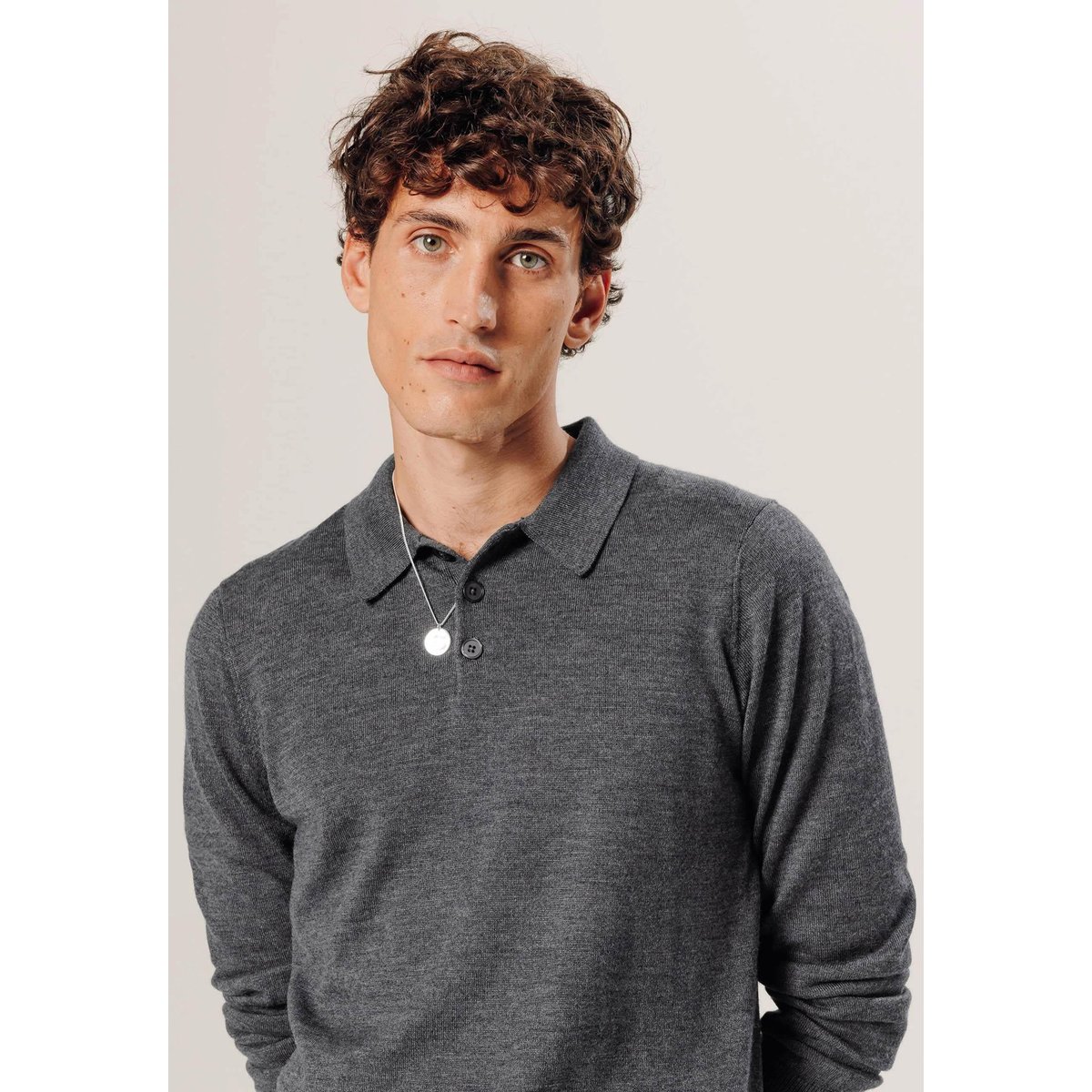 Polo en laine mérinos gris foncé, RODIER