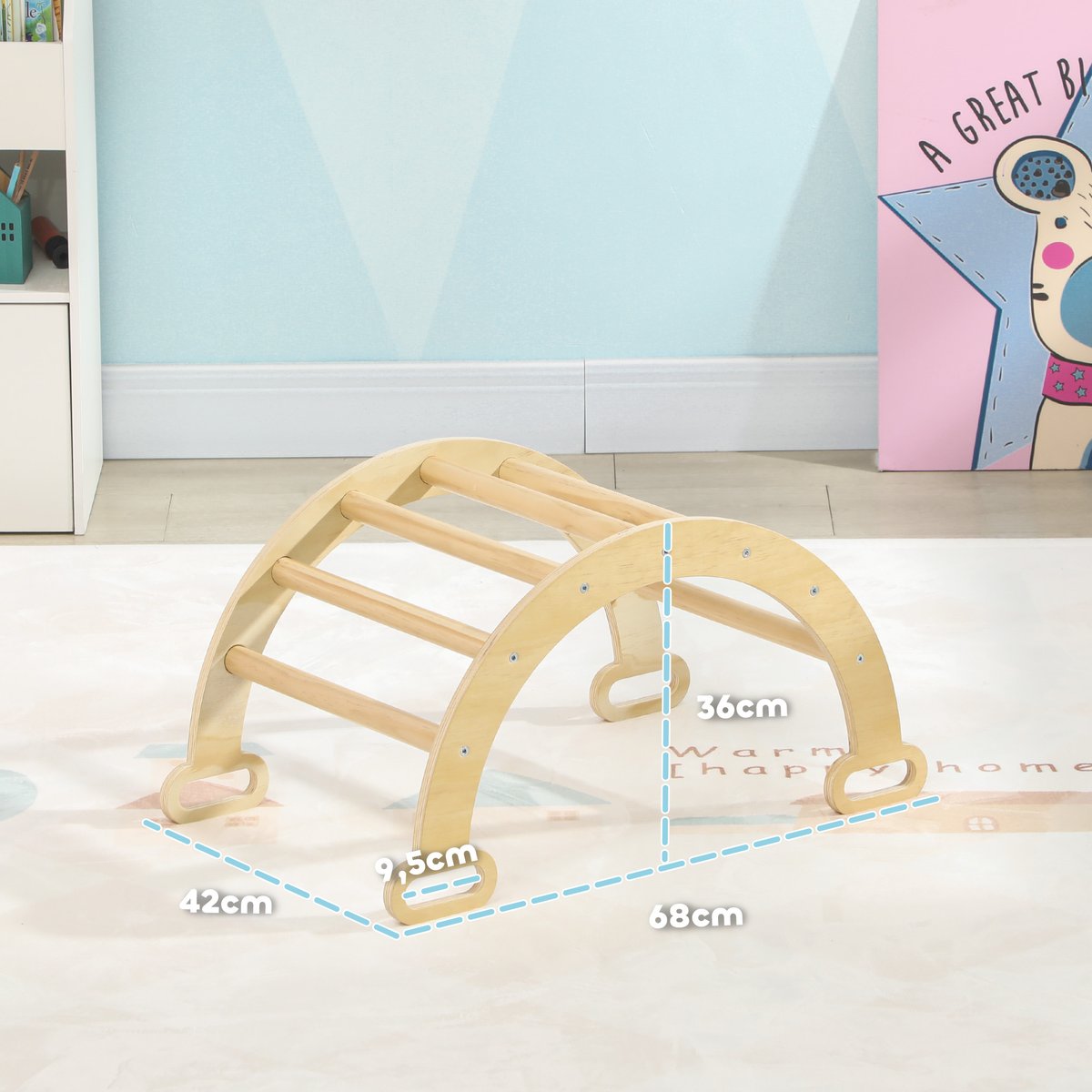 Parcours d'escalade pour enfants Panneau bois naturel, AIYAPLAY