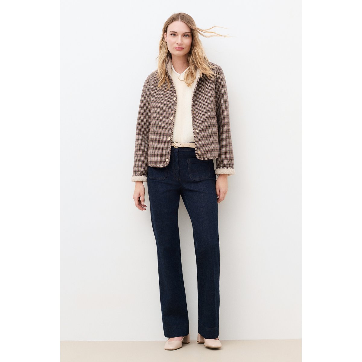 Manteau court droit col montant GYORK marron, CAROLL