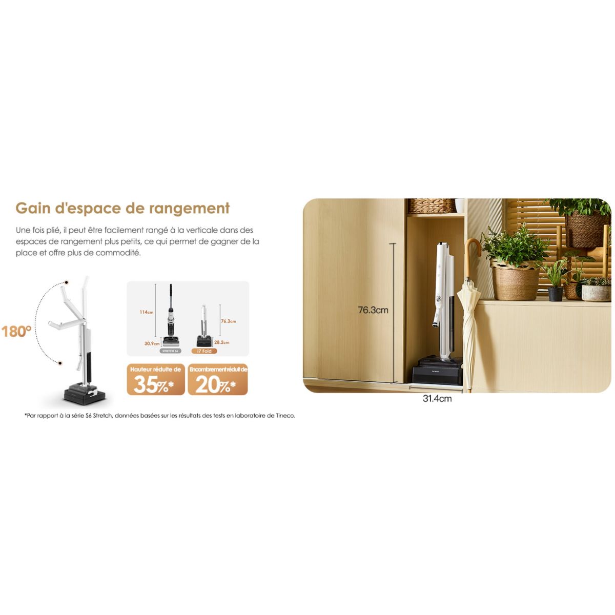 Aspirateur laveur pliable Floor One I7 Fold Premium couleur unique, TINECO