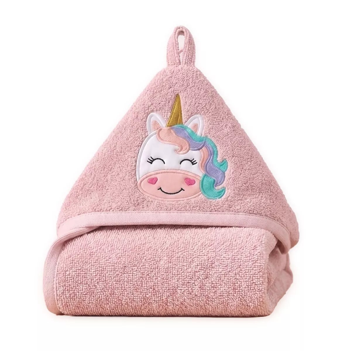 Cape de bain pur coton PETITE LICORNE rose, GARNIER THIEBAUT
