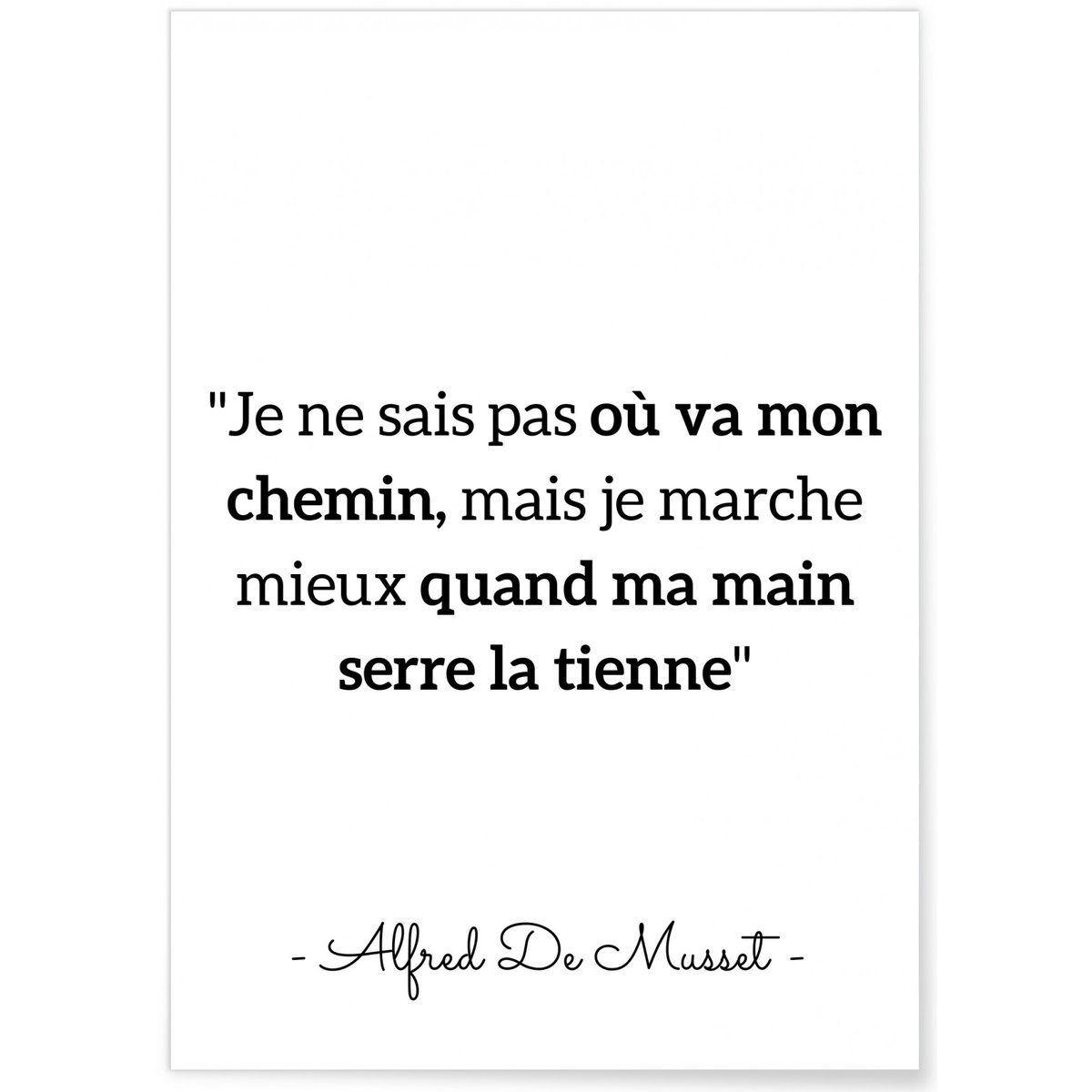 Affiche citation Alfred de Musset 'Je ne sais pas...' blanc, L'AFFICHERIE
