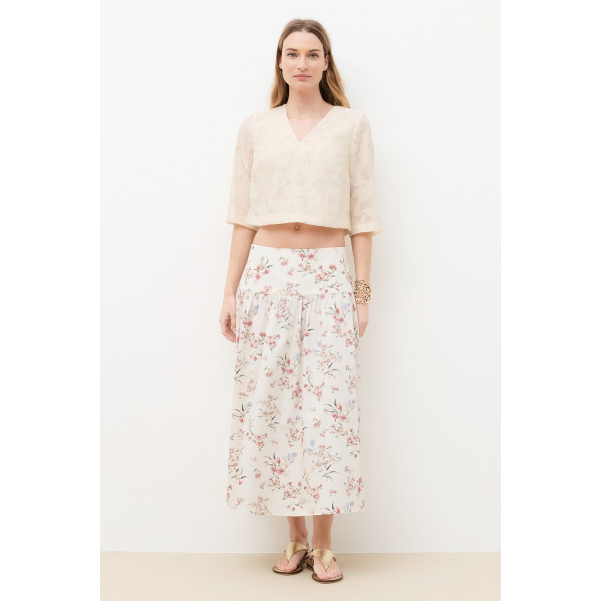 Chemise droite col v CHEMISE CECILE ecru, CAROLL