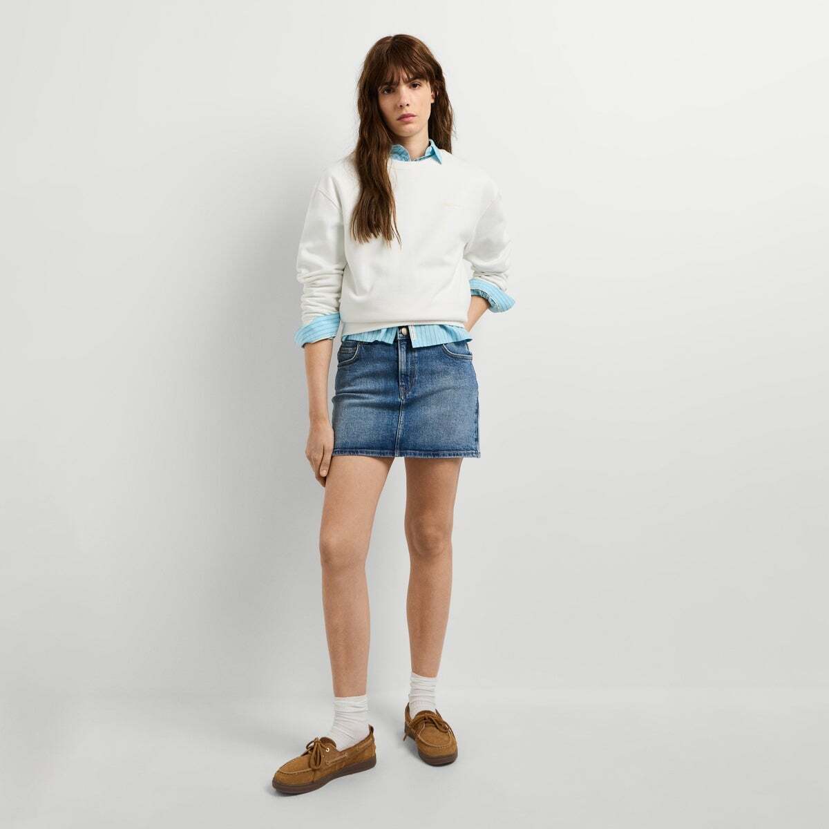 Sweat-Shirt À Col Rond Avec Logo blanche mousse, PEPE JEANS
