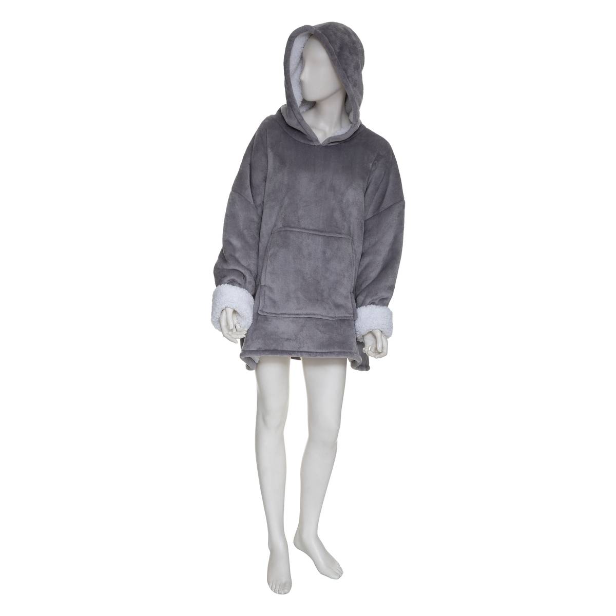 Plaid sweatshirt capuche HOODIE gris, ATMOSPHERA