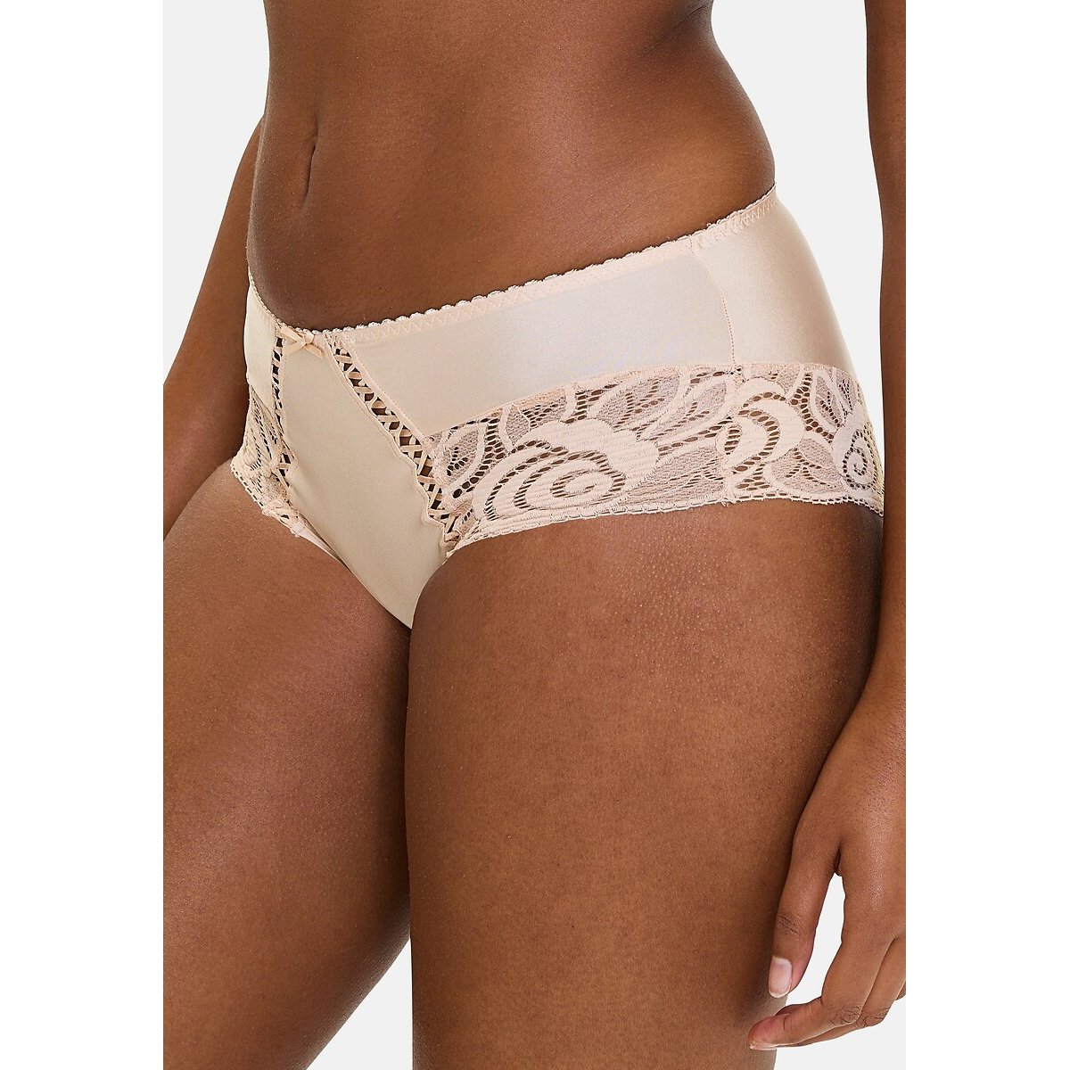 Shorty microfibre et dentelle Amélie beige, SANS COMPLEXE
