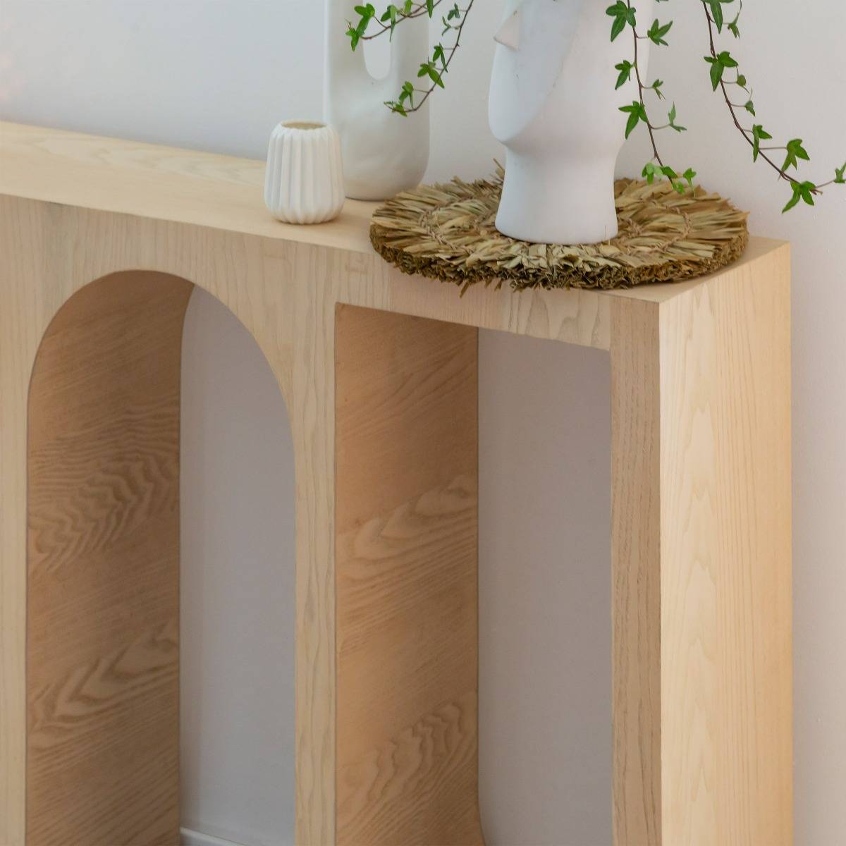 Console en bois plaquage chêne OCTAVE beige, MADE IN MEUBLES 