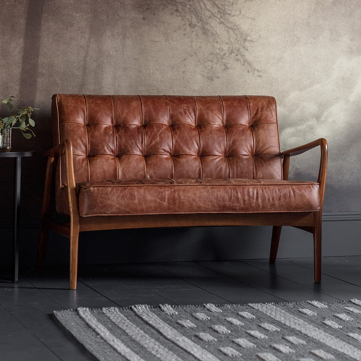 Bloomfield 2 Seater Leather Sofa with Solid Oak Frame brown , ÉDITÉ