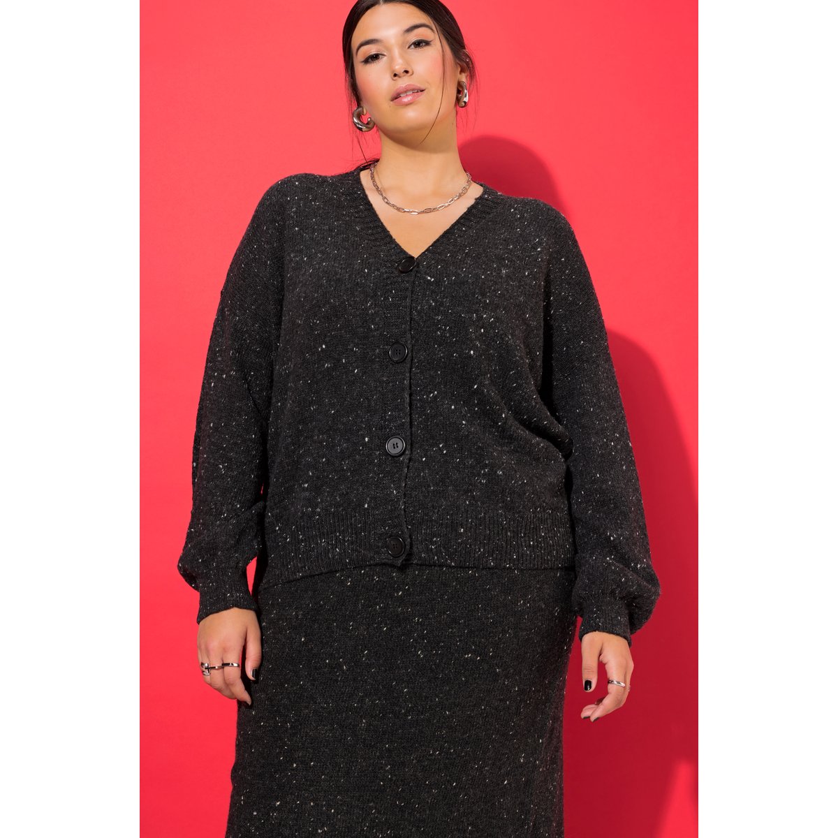 Cardigan oversize. Effet poivre et sel chiné anthracite, STUDIO UNTOLD