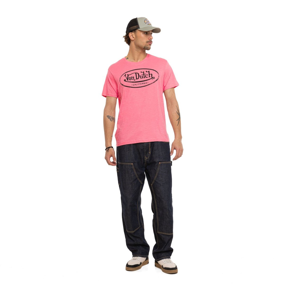 Tee shirt coton BRAD rose/noir, VON DUTCH