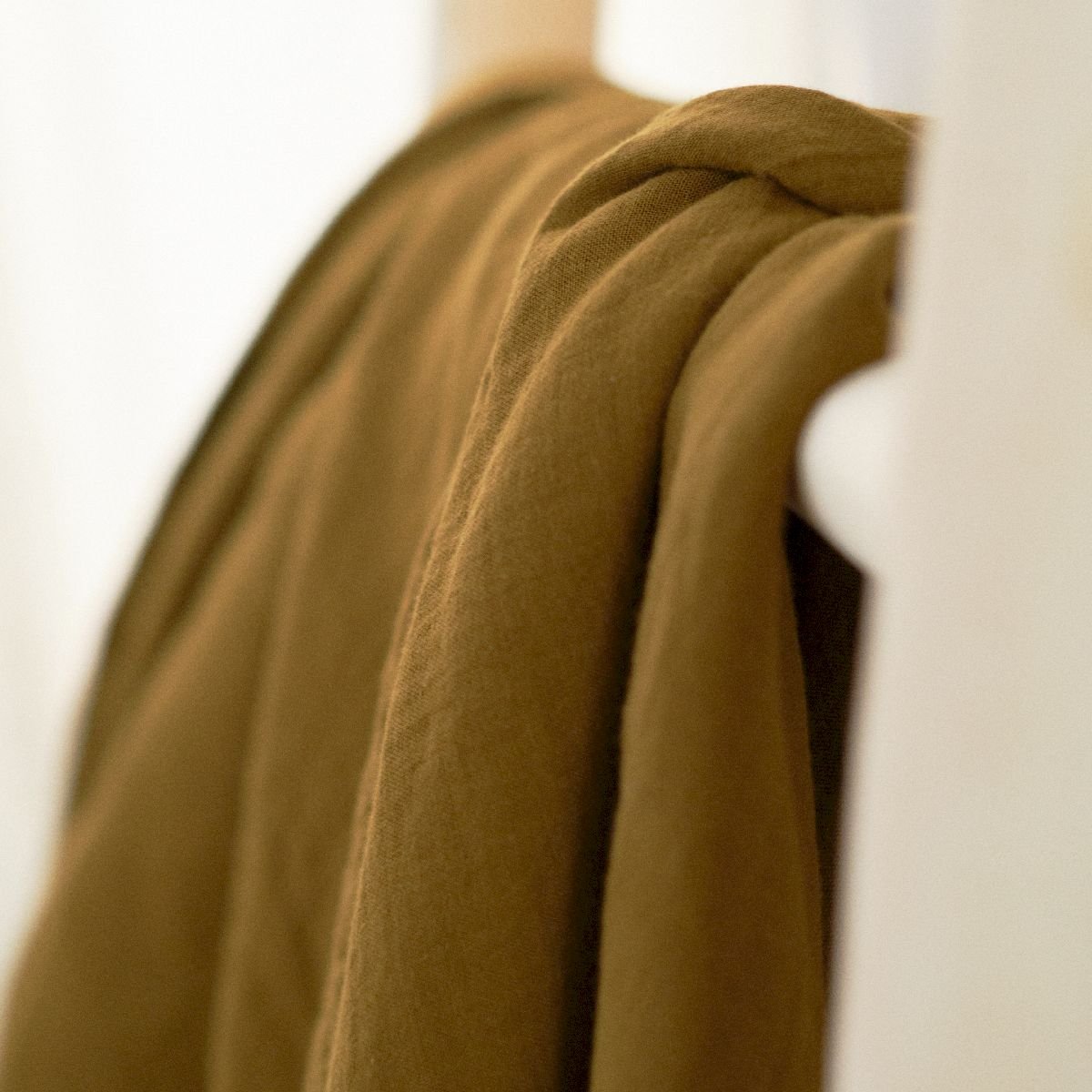Plaid uni gaze de coton ESSENTIAL marron, TODAY