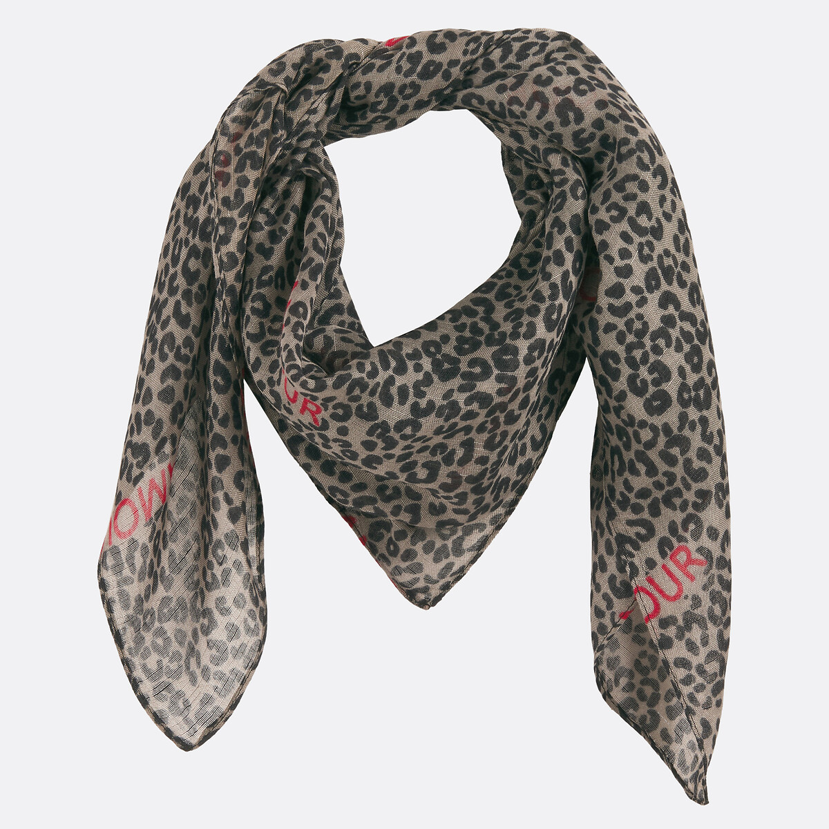 Sabri sjaal met print grijs, PIECES