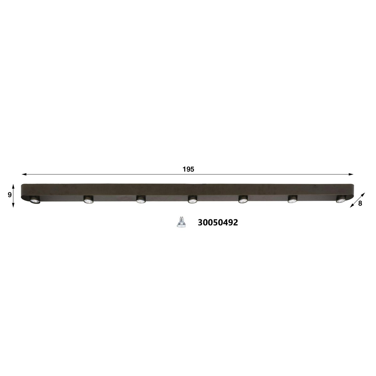 Plafonnier long en métal bronze 7 lampes TERRA marron, PIER IMPORT