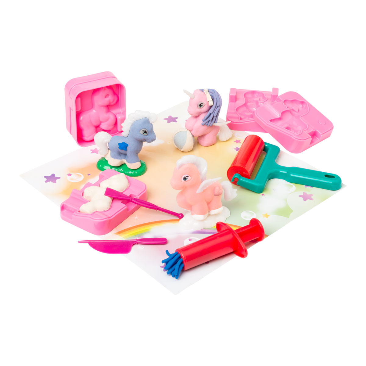 Coffret de pâte à modeler Poneys blanc, OXYBUL