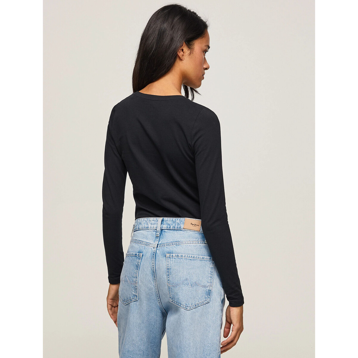 T-shirt maniche lunghe, con logo nero , PEPE JEANS