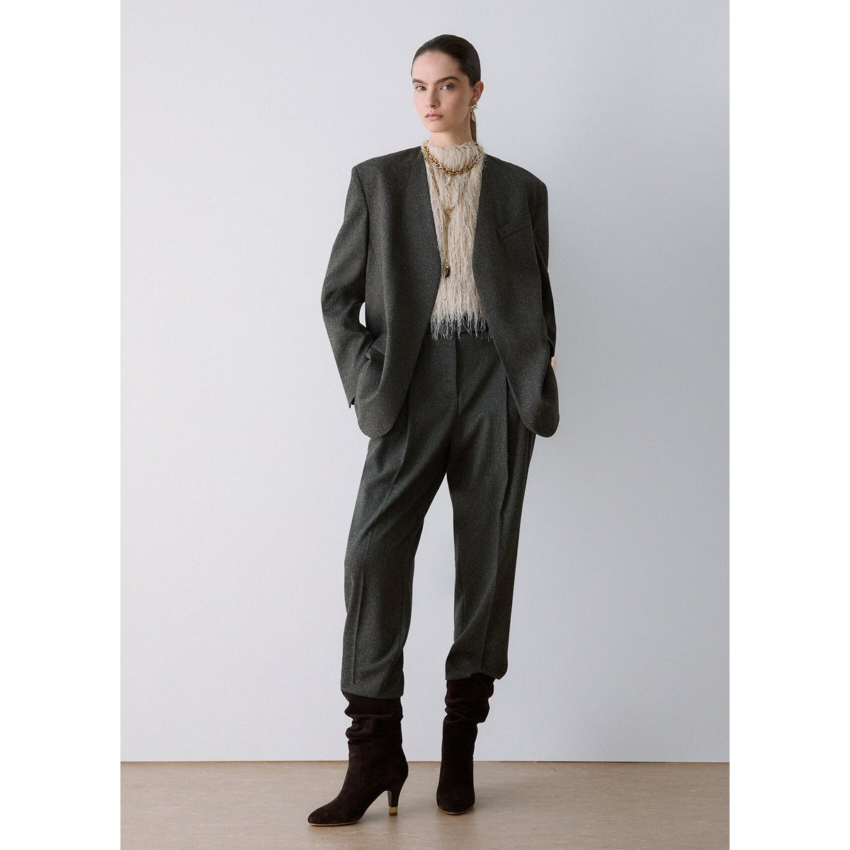 Pantalon en tweed vert foncé, LIU JO