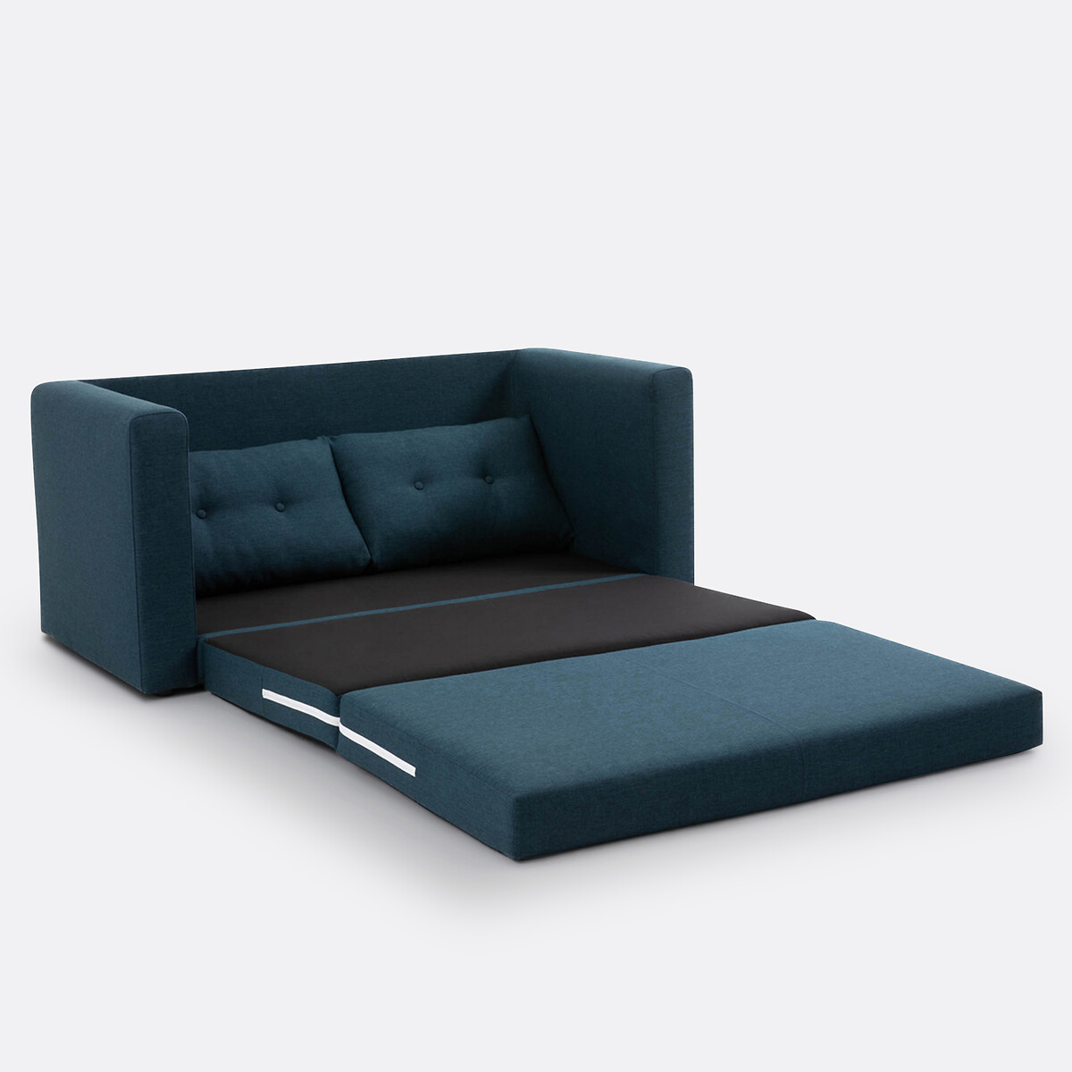 Canapé convertible, tissu texturé, 2 places, Udel bleu de prusse, SO'HOME