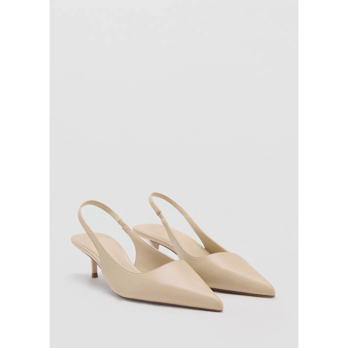 Chaussures talon cuir pointues écru, MANGO