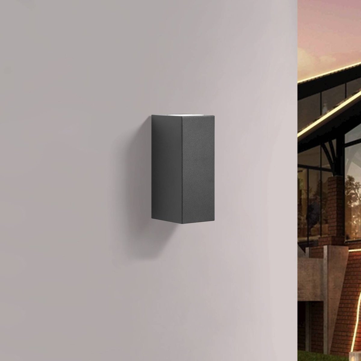 Applique extérieure en aluminium moderne noir, PRIOS