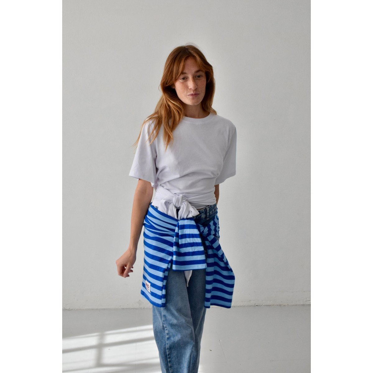 T-shirt rayé manches longues NÚRIA bleu marine / bleu ciel, MINDTRAVELER