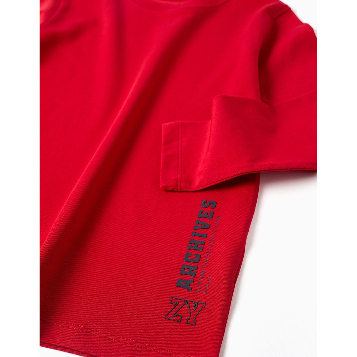T-shirt en coton à manches longues avec imprimé ZY rouge, ZIPPY