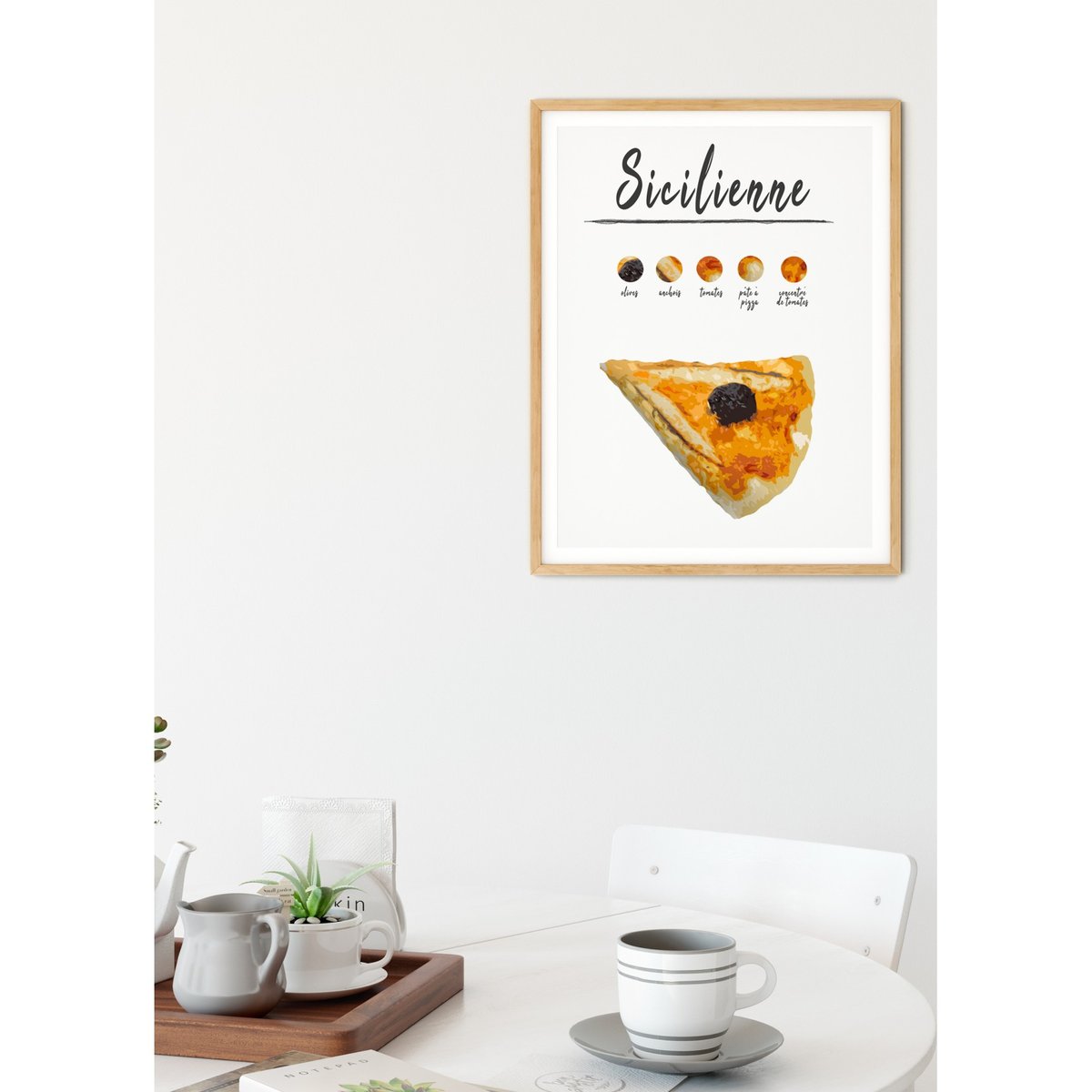 Affiche Pizza Sicilienne blanc, L'AFFICHERIE