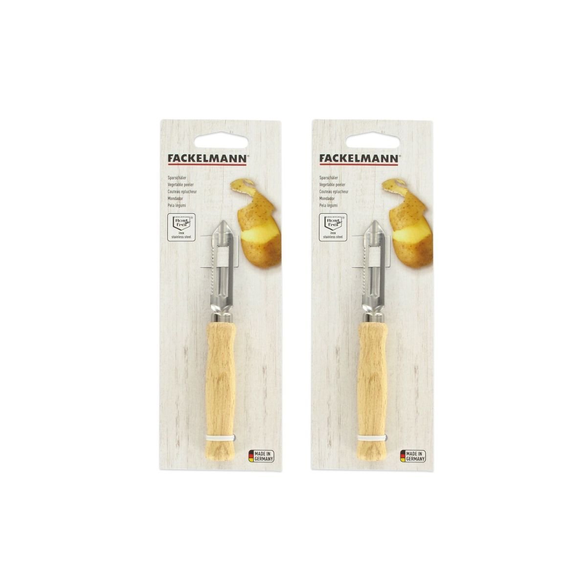 Lot de 2 éplucheurs à asperges inox|bois, FACKELMANN