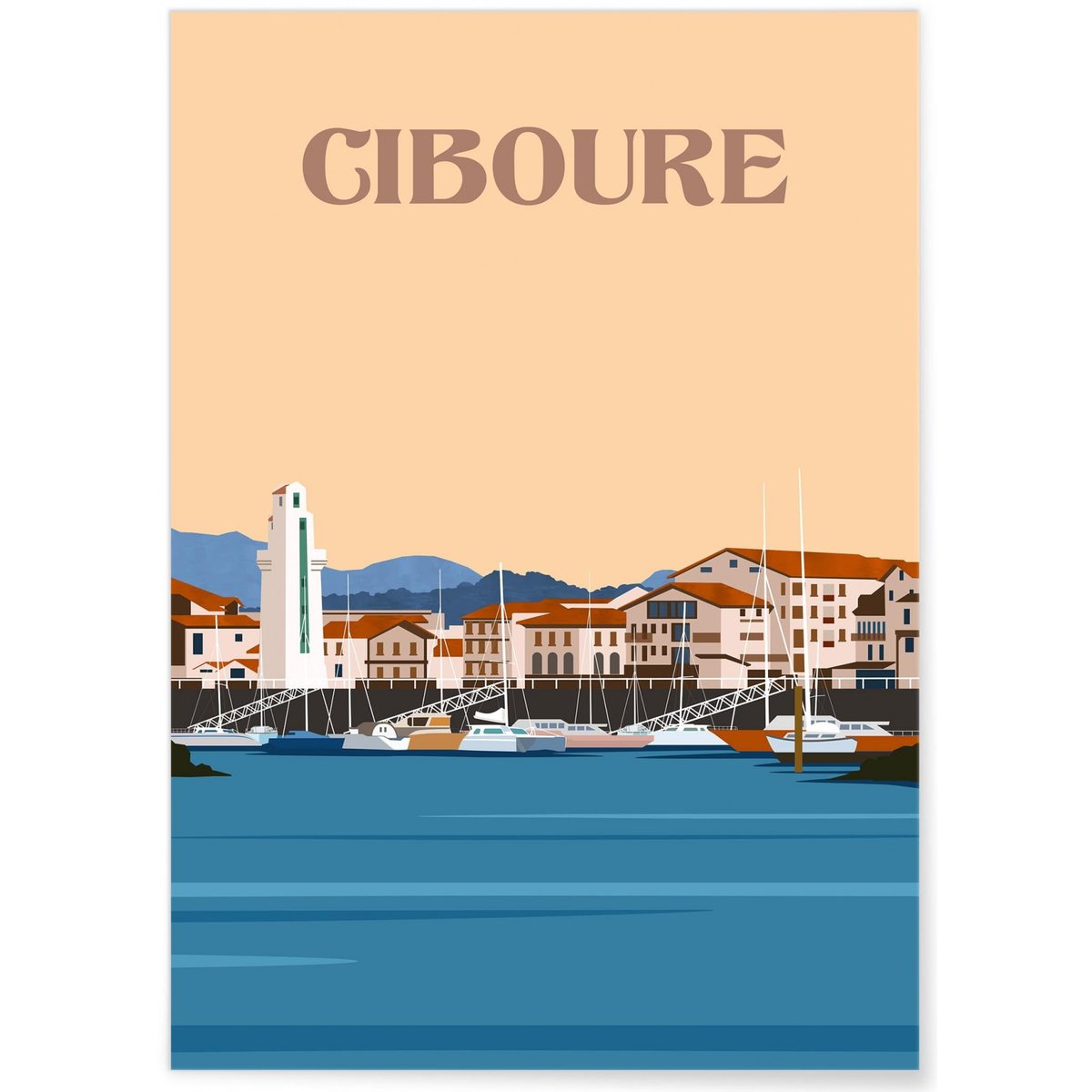 Affiche ville Ciboure blanc, L'AFFICHERIE