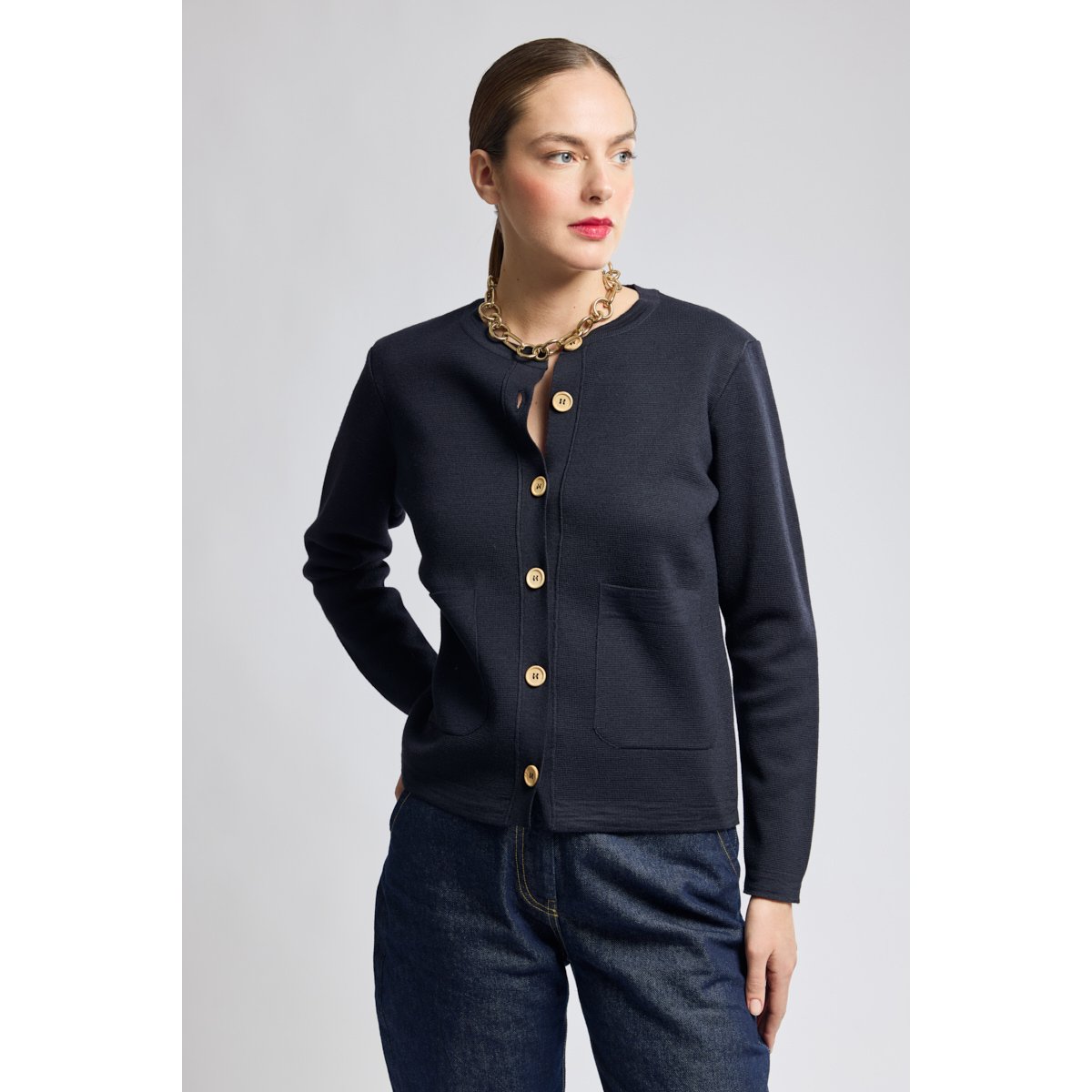 Cardigan en laine rich navy, ARMOR-LUX