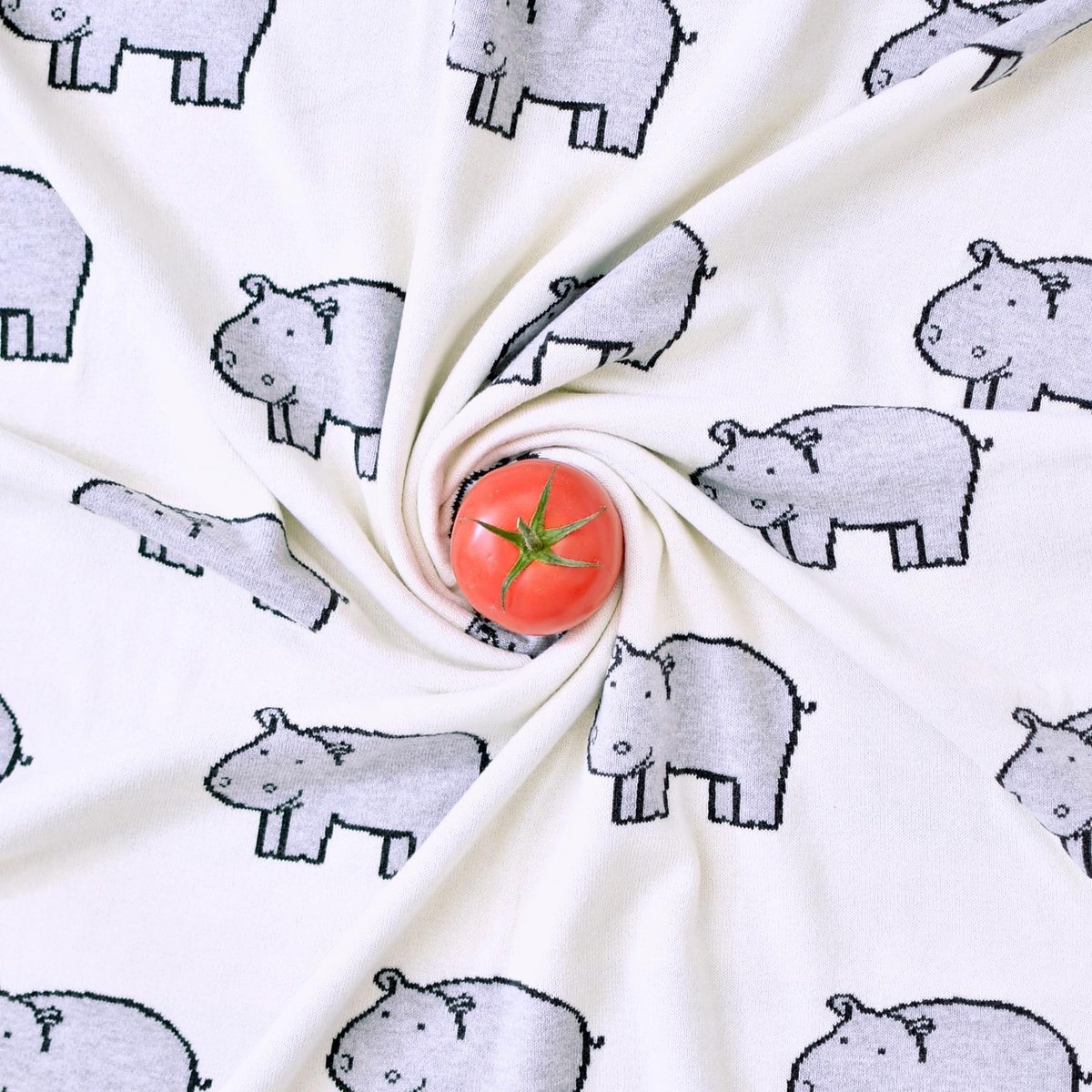 Couverture plaid en coton bio TRICOT écru, hippo, SEVIRA KIDS