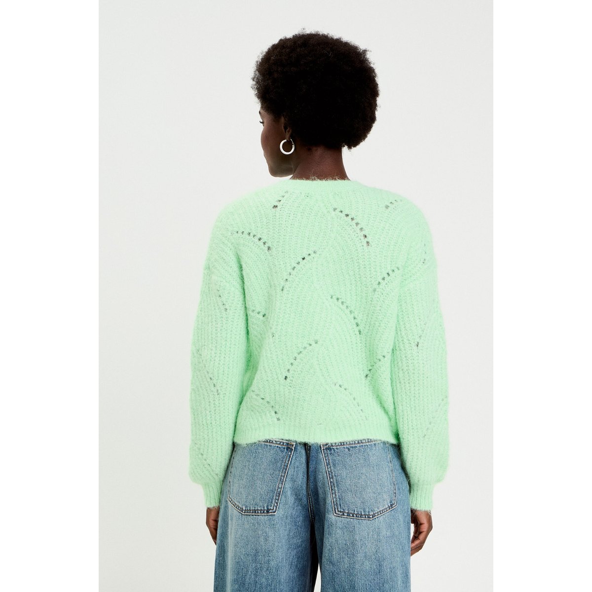 Gilet ajouré manches longues vert pastel, CACHE CACHE
