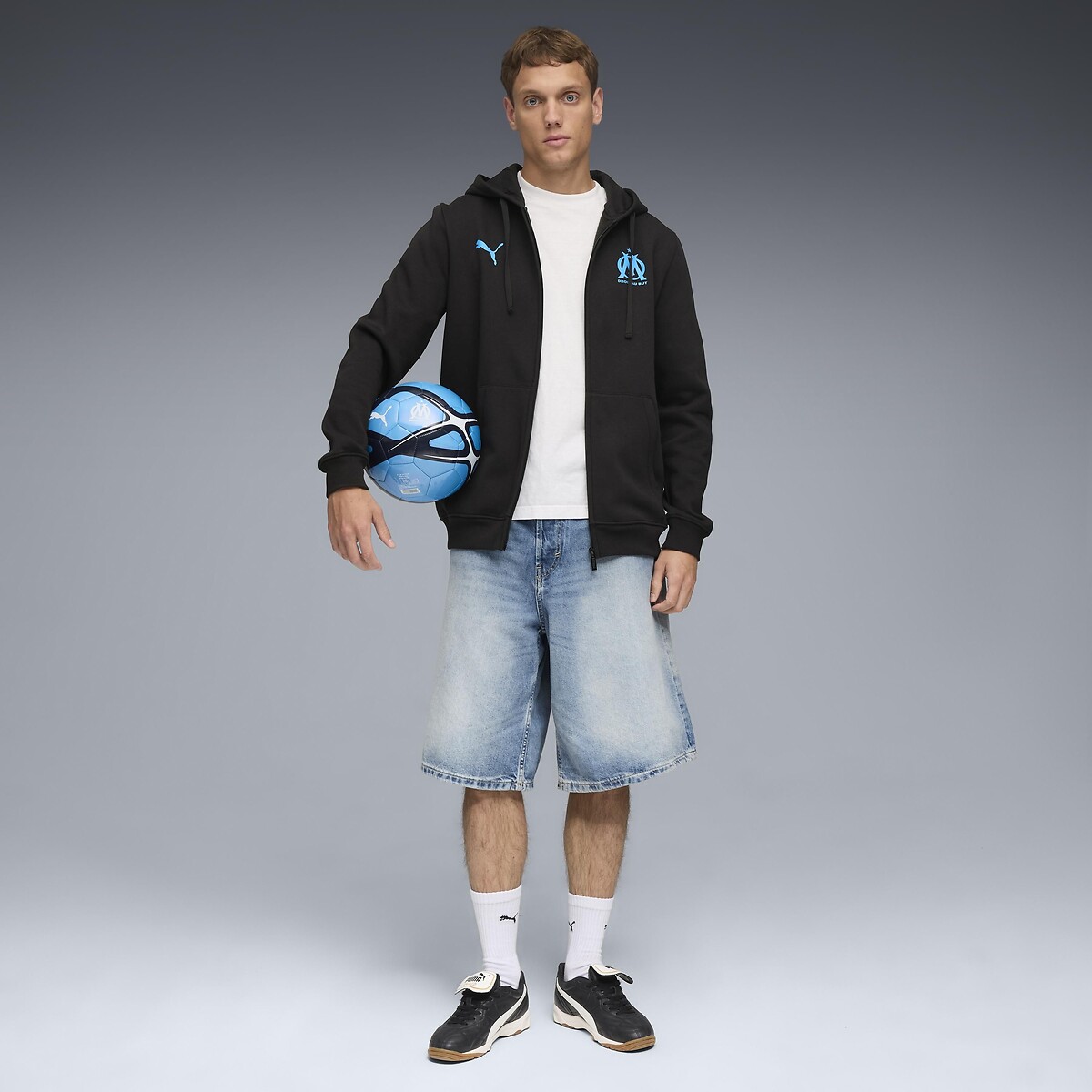 Sweat à capuche de football Olympique de Marseille noir, PUMA