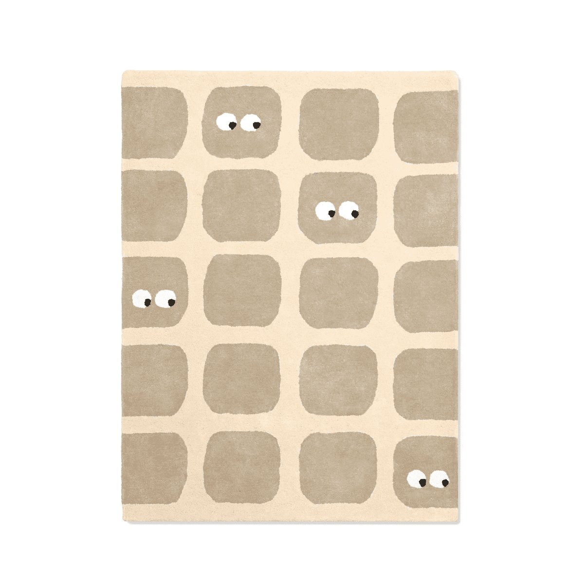 Tapis enfant rectangulaire épais, Coton bio GOTS, BIDULES beige, BLEUU STUDIO