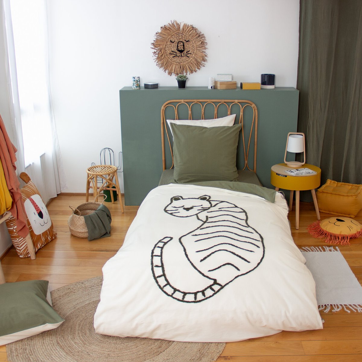 Parure de lit enfant coton, TIGRE multicolore, C DESIGN HOME TEXTILE