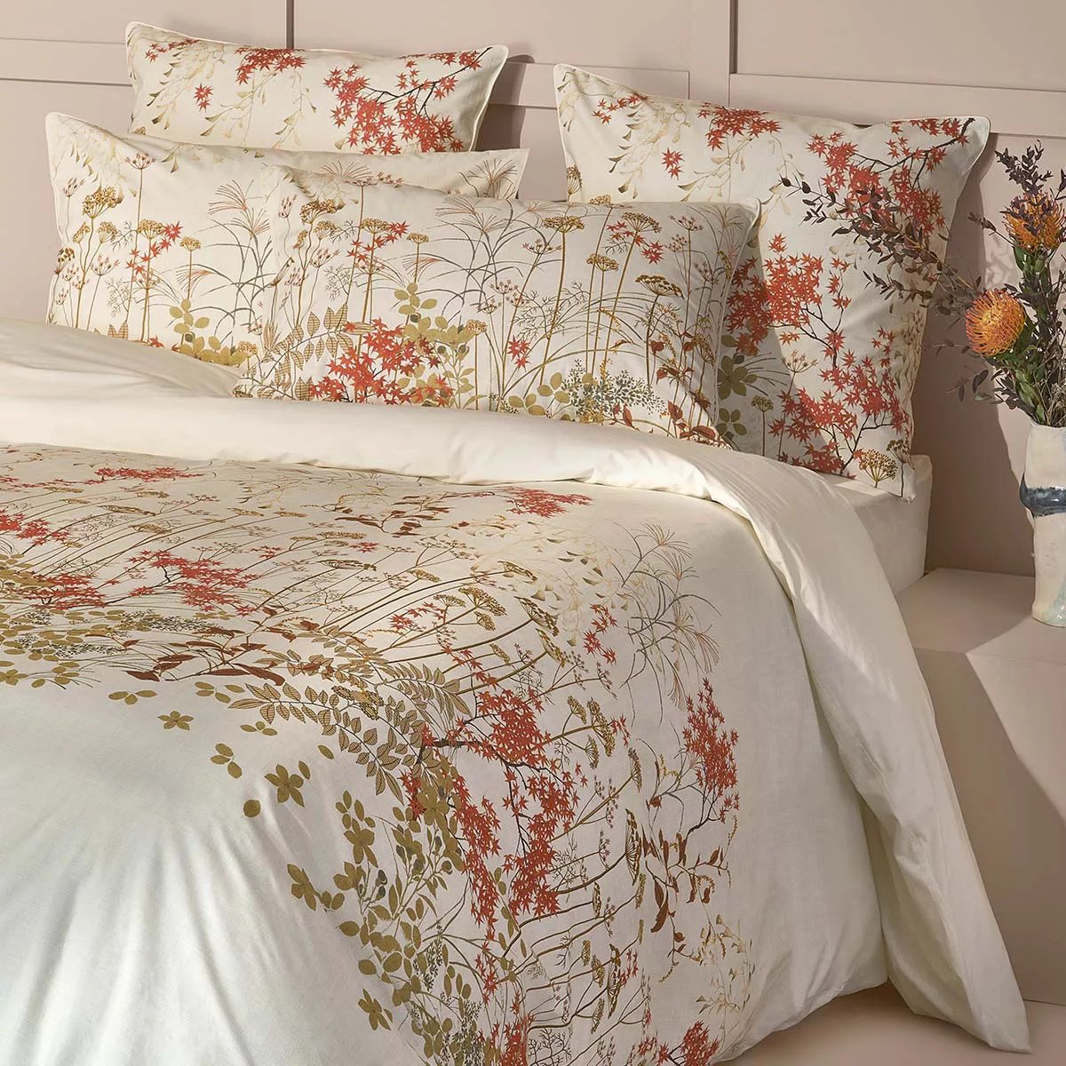 Parure de lit percale de coton ERABLES automne, GARNIER THIEBAUT