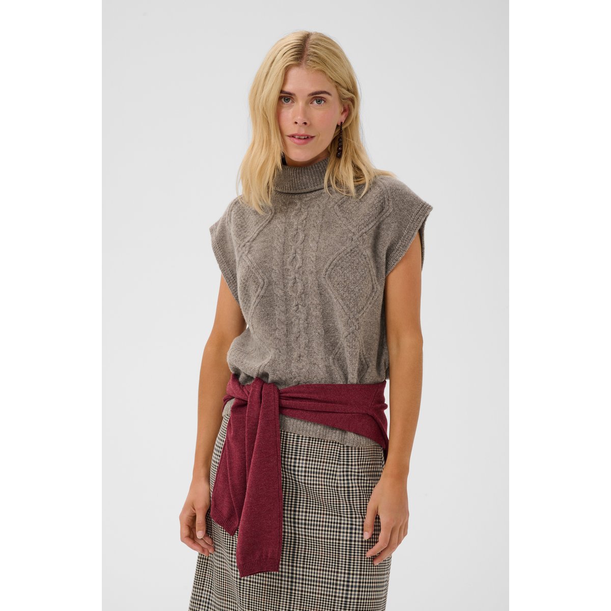 Pullover tricoté marron falcon melange, CULTURE