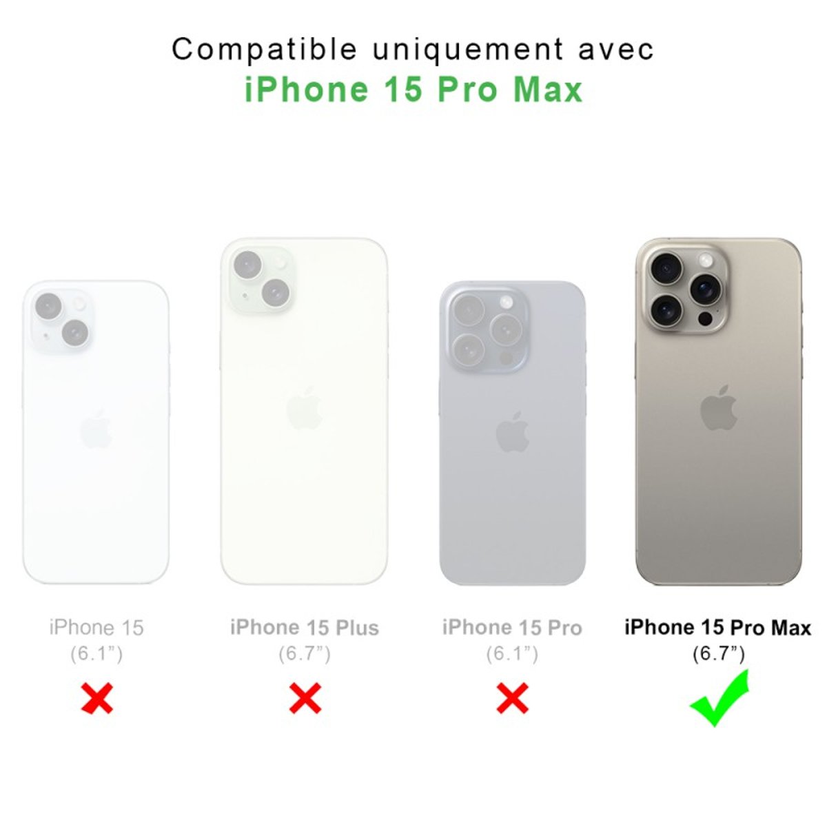 Coque Anti-choc compatible Magsafe pour iPhone 15 Pro Max Transparente + 2 vitres transparent, EVETANE