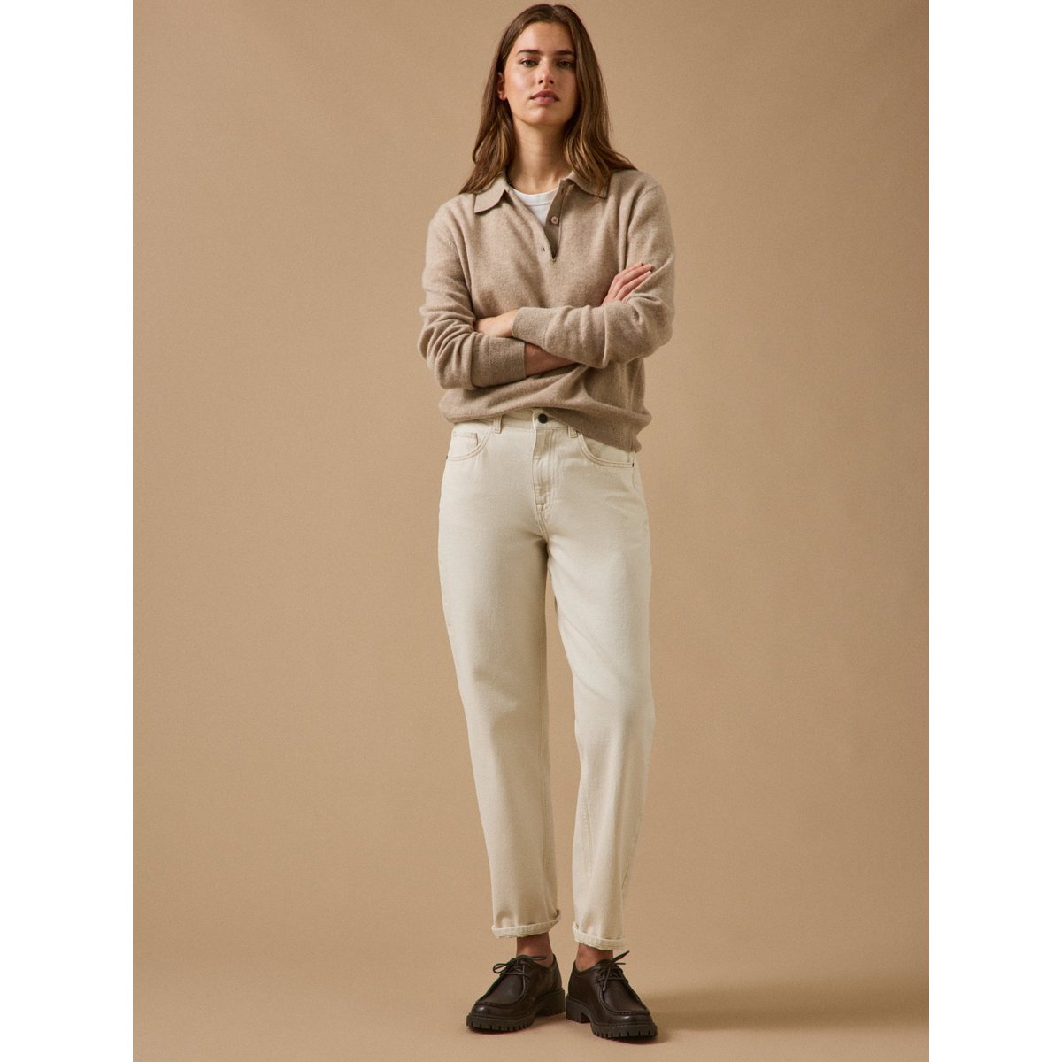 Jean droit Laure coton biologique denim ecru, CYRILLUS