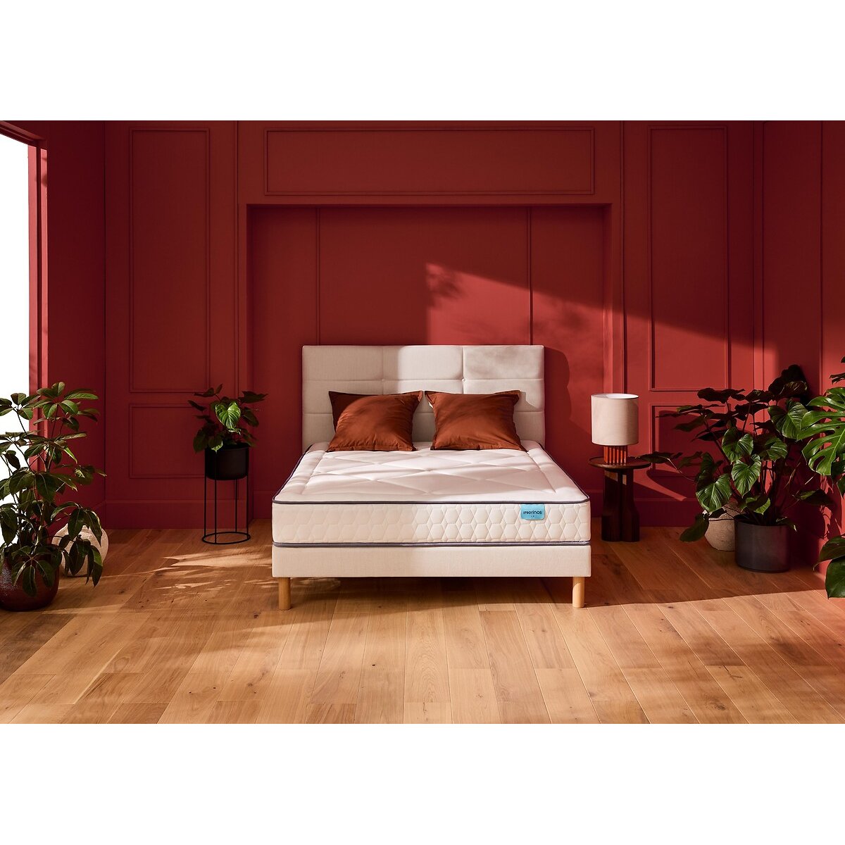 Ensemble matelas 651 ressorts ensachés, 3 zones, et sommier Full Bed 2 	tissé sable blanc, MERINOS