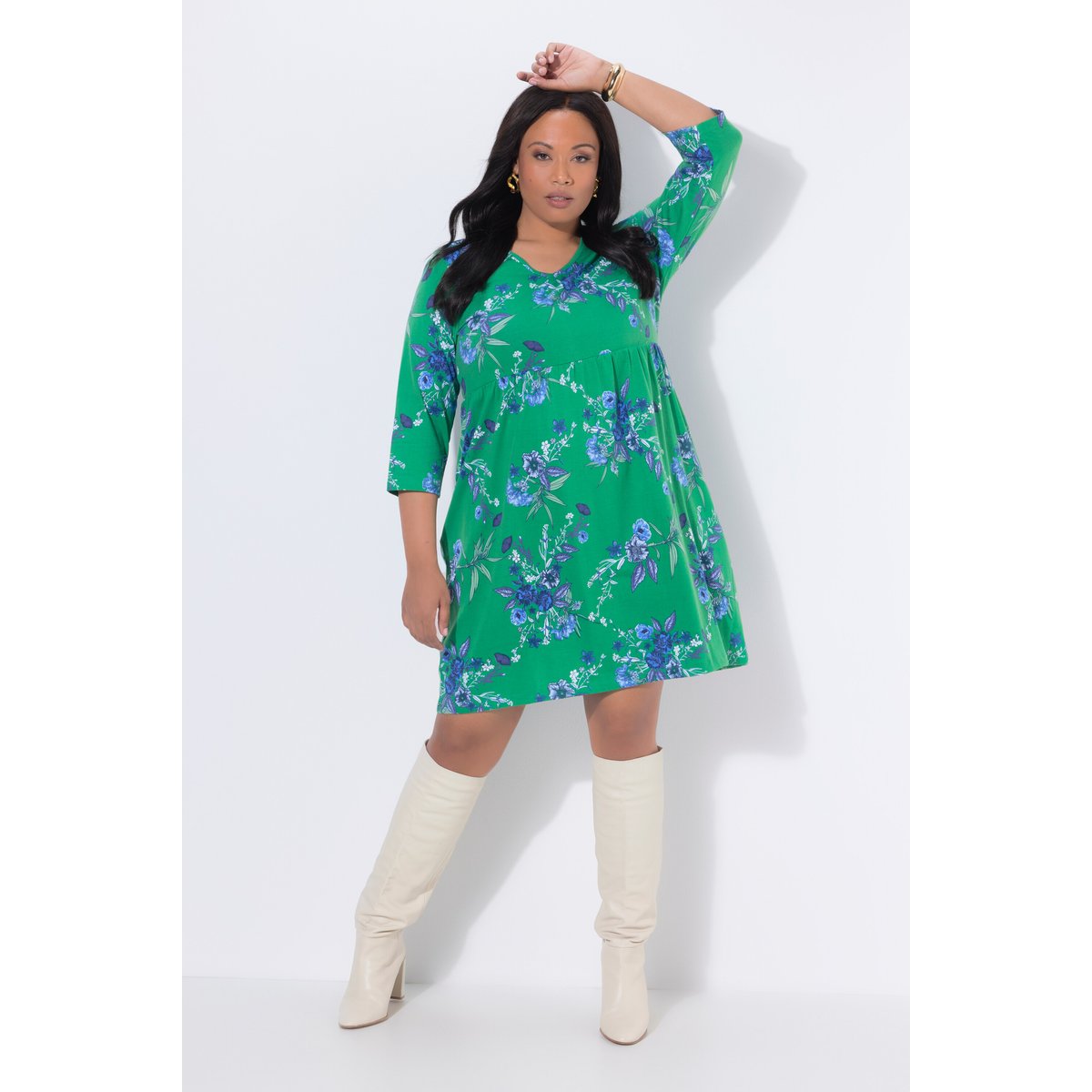 Robe en jersey à fleurs vert d’été, ULLA POPKEN