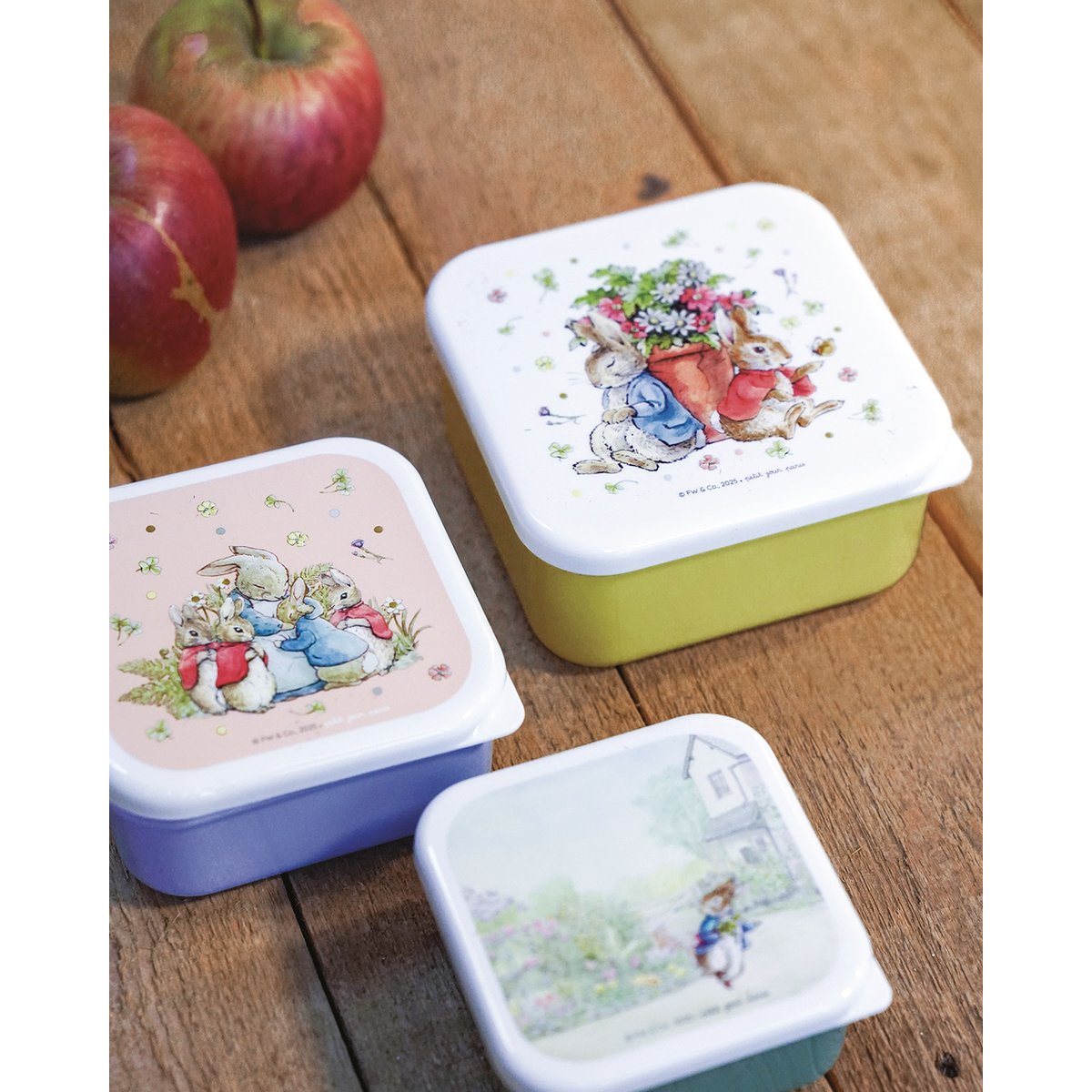 Set de 3 Lunch Box PIERRE LAPIN bleu, vert, jaune., PETIT JOUR