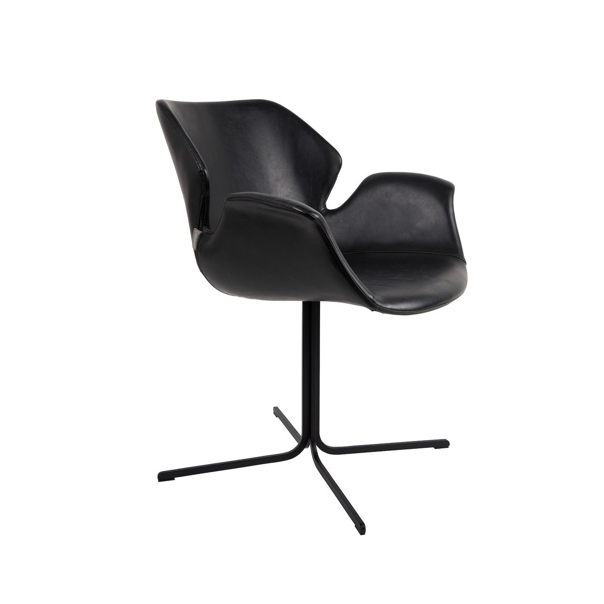Fauteuil design (lot de 2), industriel, NIKKI noir, ZUIVER