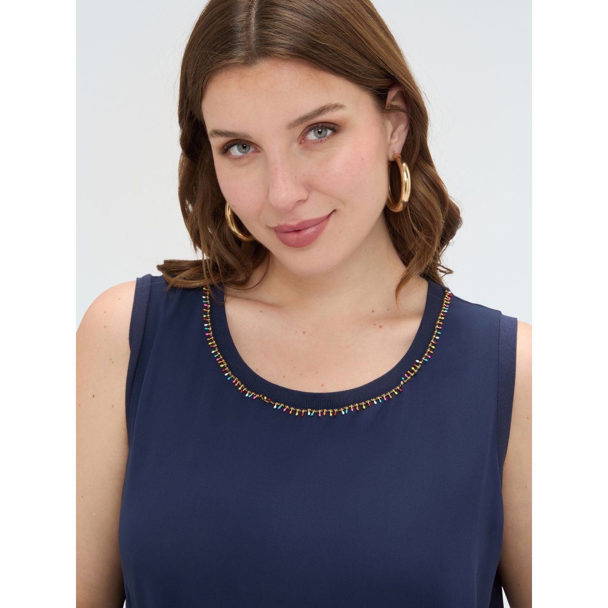 Haut avec applications bleu, FIORELLA RUBINO