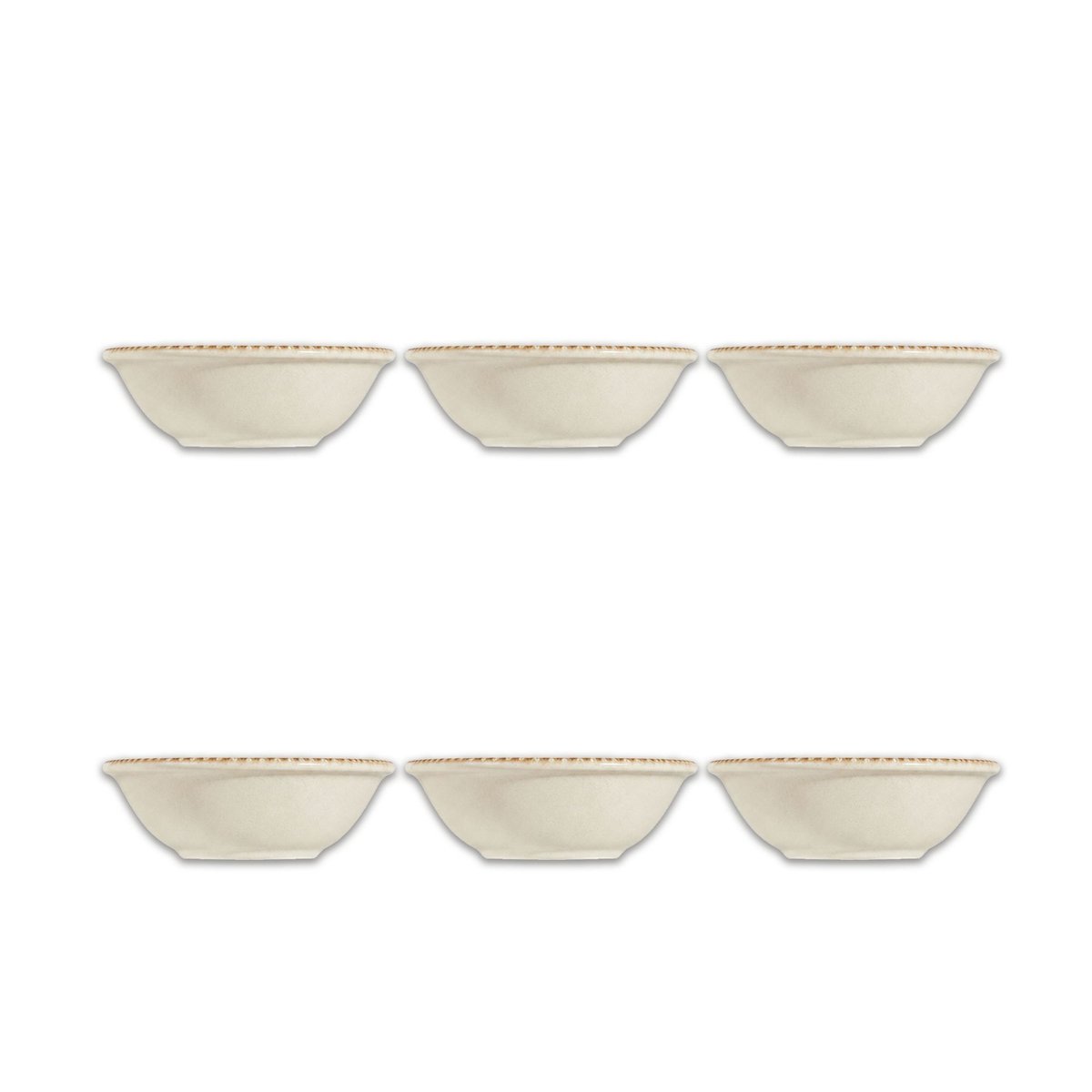 Lot de 6 bols 16cm en porcelaine, LUNEA beige, OGO LIVING