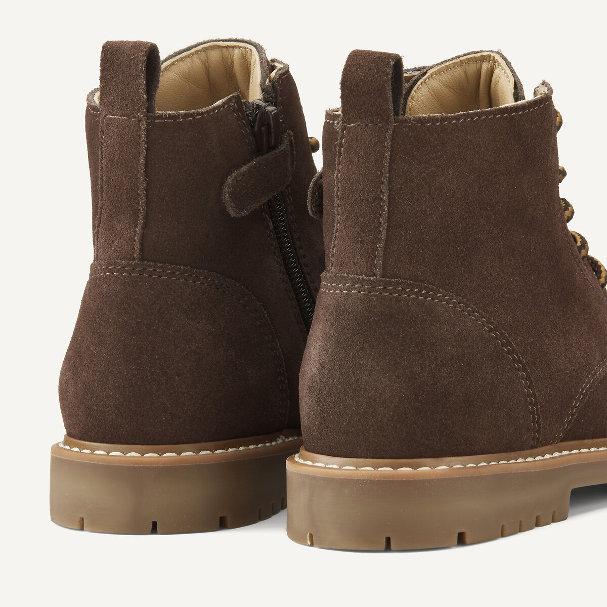 Botas em pele com atacadores castanho, LA REDOUTE COLLECTIONS
