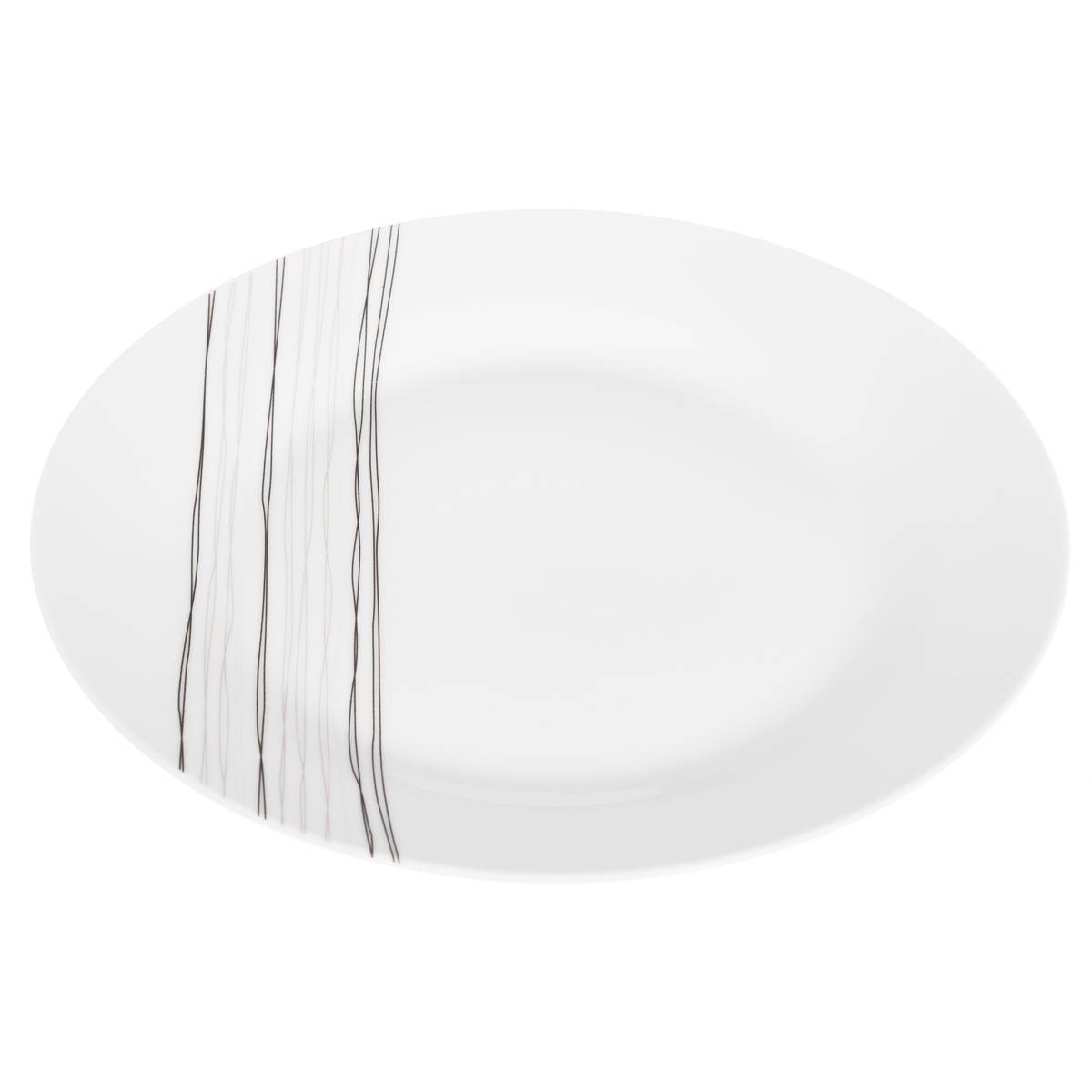 Lot de 6 assiettes plates en porcelaine LIGNES blanc, SECRET DE GOURMET